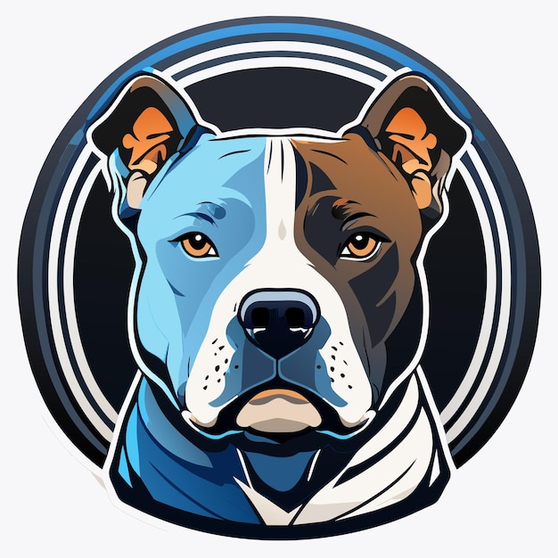 Ilustración de etiqueta de perro pit bull terrier americano