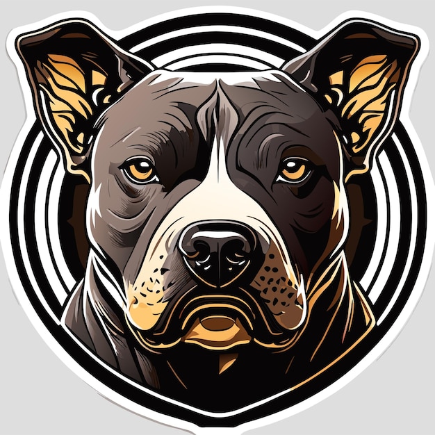 Vector ilustración de etiqueta de perro pit bull terrier americano