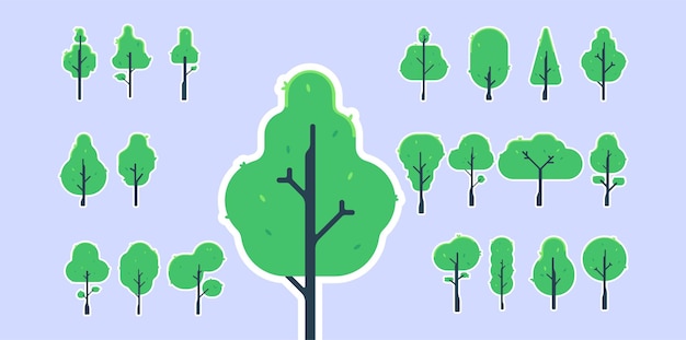 Ilustración de etiqueta de vector simple de árbol