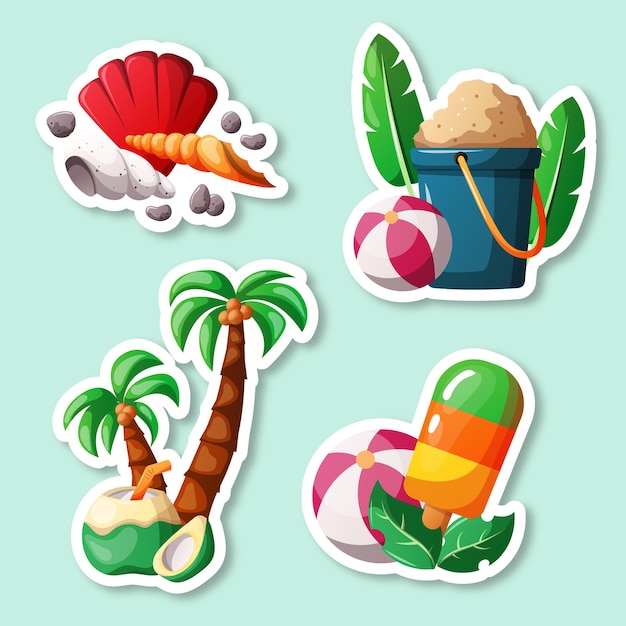 Ilustración de la etiqueta de verano del conjunto de diseño