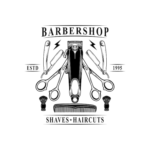 Ilustración de etiquetas antiguas para barbería