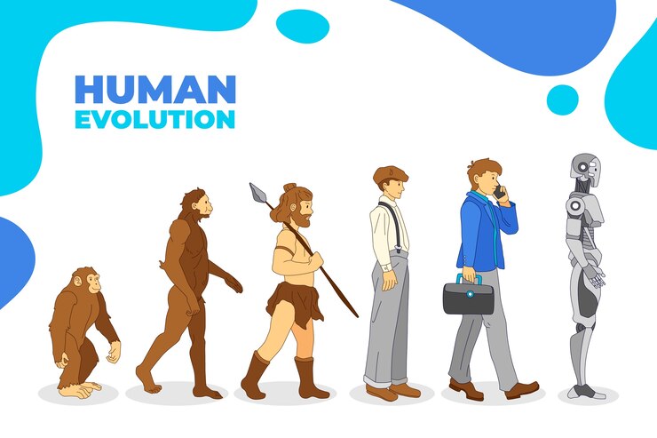 Vector ilustración de la evolución humana dibujada a mano