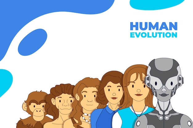 Vector ilustración de la evolución humana dibujada a mano