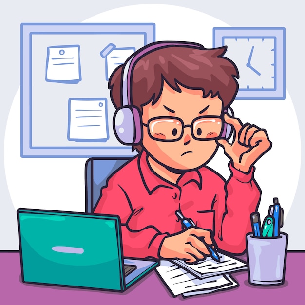 Ilustración del examen dibujada a mano
