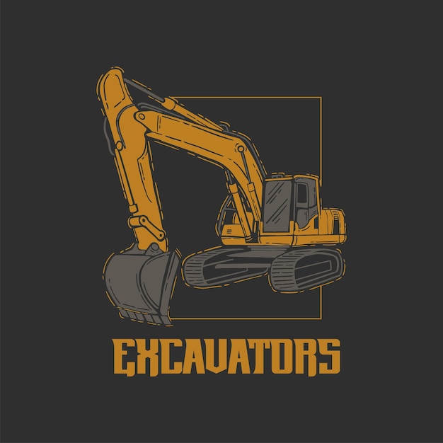 ilustración de excavadoras vector vintage dibujado a mano para camiseta y ropa