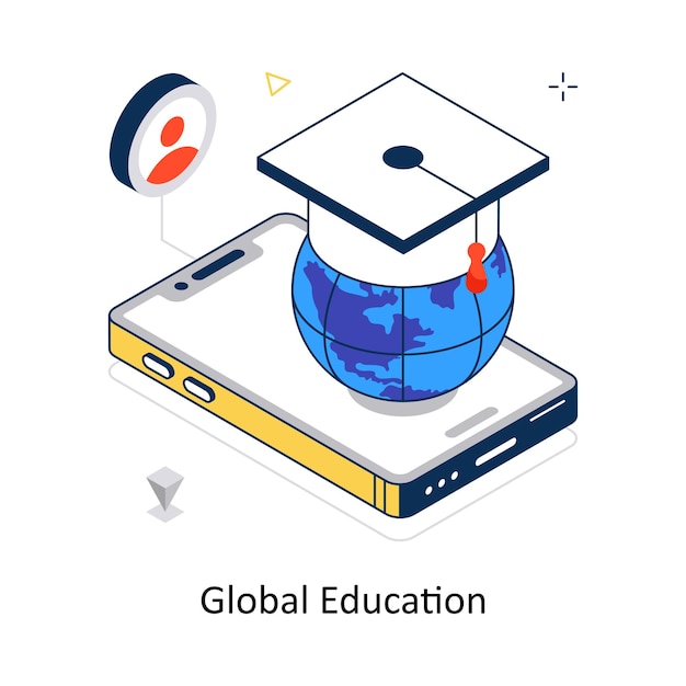 Ilustración de las existencias de estilo isométrico del vector de concepto de educación global Archivo EPS