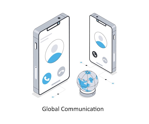 Ilustración de las existencias isométricas globales de comunicación (EPS)
