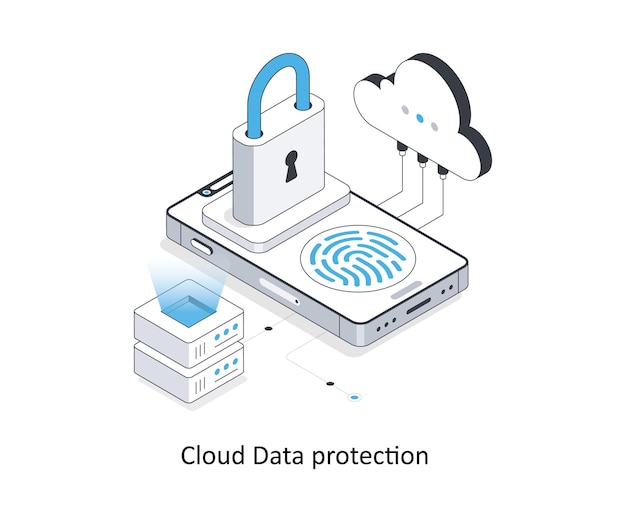 Ilustración de las existencias isométricas de protección de datos de nubes EPS Ilustración del stock de archivos