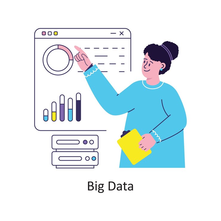 Vector ilustración de las existencias vectoriales de diseño de estilo plano de big data