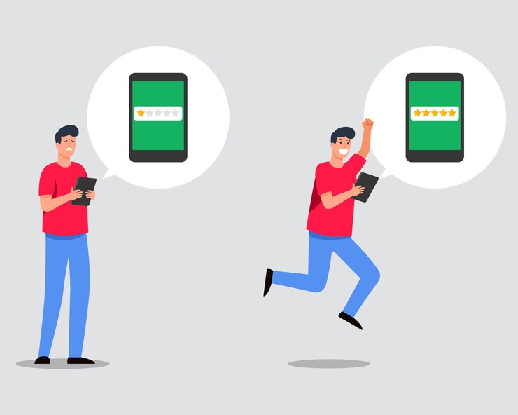 Vector ilustración de experiencia de calificación de compras en línea
