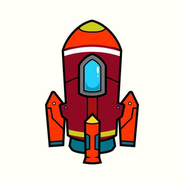 Ilustración de la exploración astronómica de la nave espacial de dibujos animados