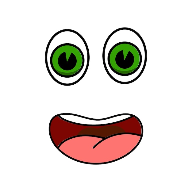 Ilustración de expresión de personaje de mascota de dibujos animados de boca de ojo