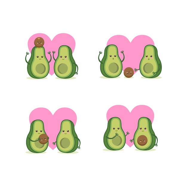 Vector ilustración de la familia de aguacate