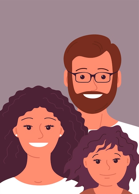 Vector ilustración familia feliz pareja con un niño