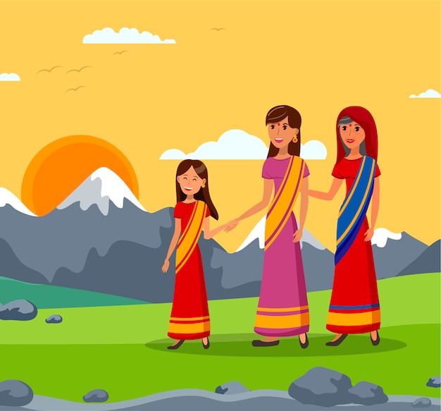 Ilustración de la familia india