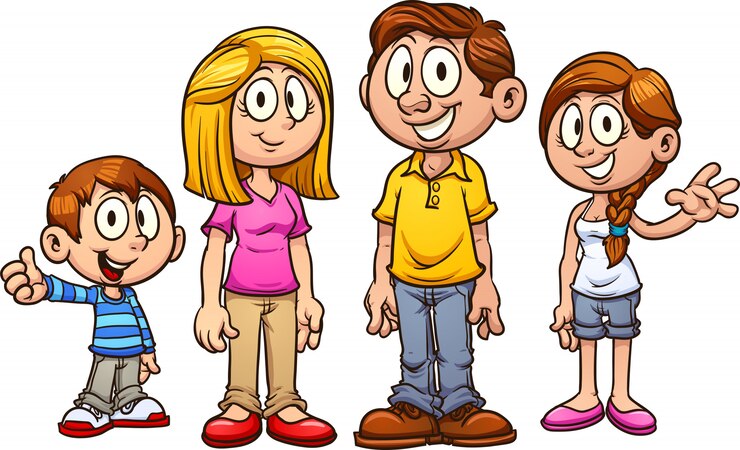 Vector ilustración familiar de dibujos animados