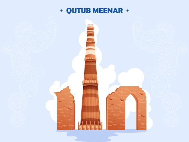 Ilustración del famoso monumento indio Qutub Minar