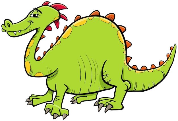 Ilustración de fantasía humorística de dibujos animados del personaje cómico de dragón