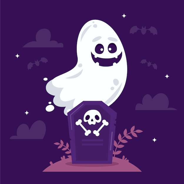 Vector ilustración de fantasma de halloween plana