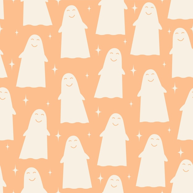 Ilustración de fantasma de Halloween de vector de patrones sin fisuras