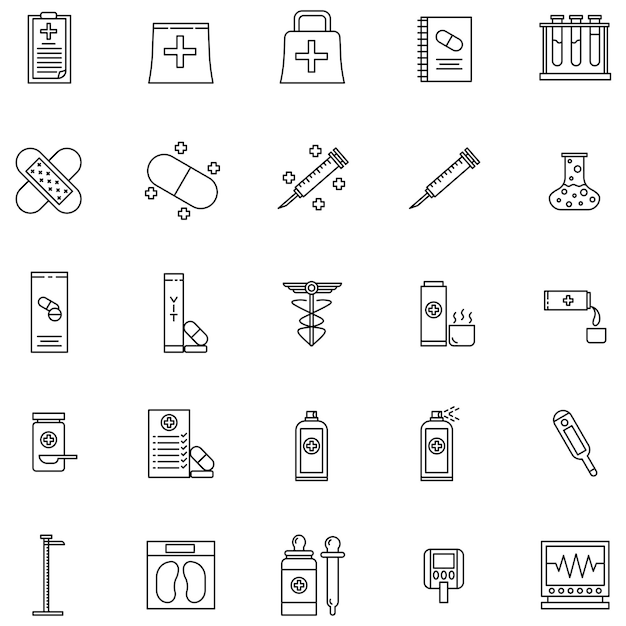 Ilustración de la farmacia en estilo de arte de línea