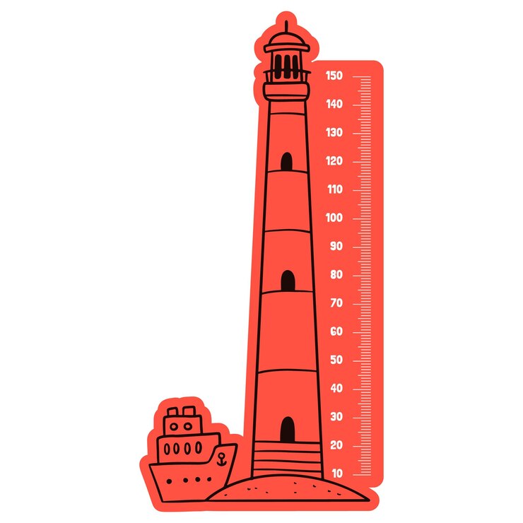 Vector ilustración del faro medición de altura para niños