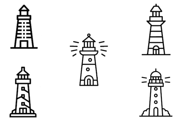 Ilustración de los faros con diseño vectorial en fondo blanco