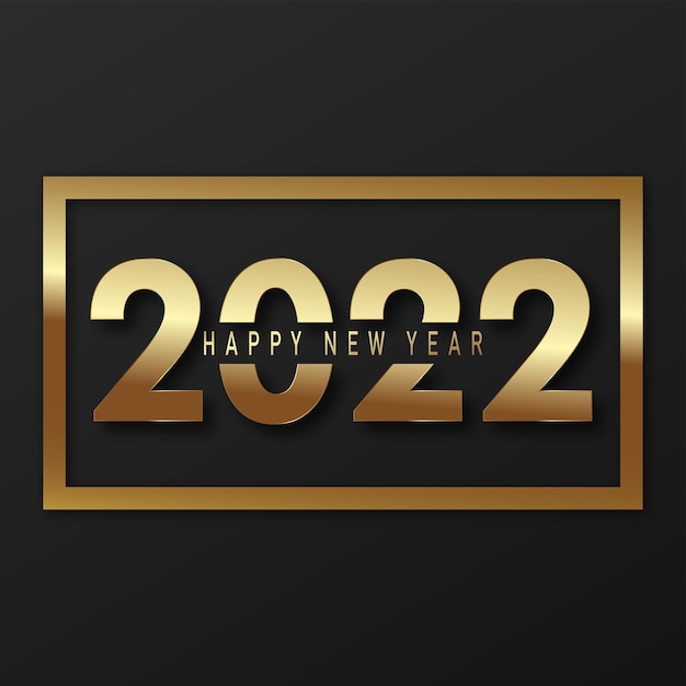 Vector ilustración de feliz año nuevo 2022 con números de oro sobre fondo negro. vector.