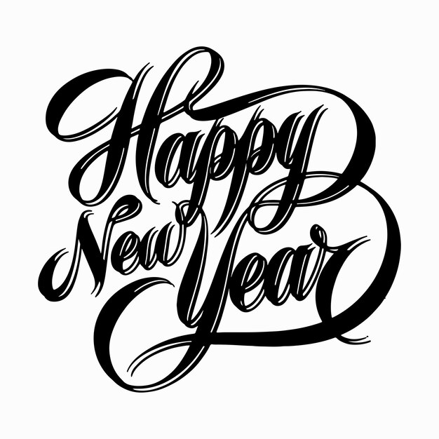 Ilustración de Feliz Año Nuevo 2025 con tipografía