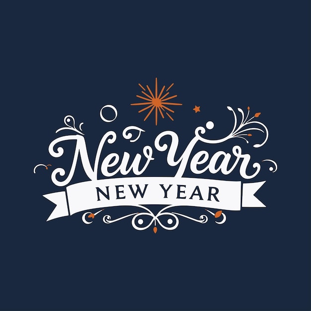 Ilustración de Feliz Año Nuevo 2025 con tipografía