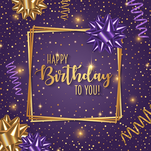 Ilustración de feliz cumpleaños con confeti