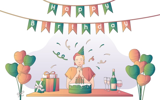 Ilustración de feliz cumpleaños