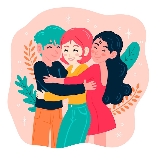 Vector ilustración de feliz día de abrazo en estilo dibujado a mano