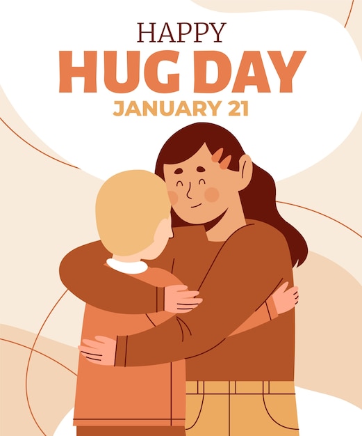 Vector ilustración de feliz día de abrazo en estilo dibujado a mano