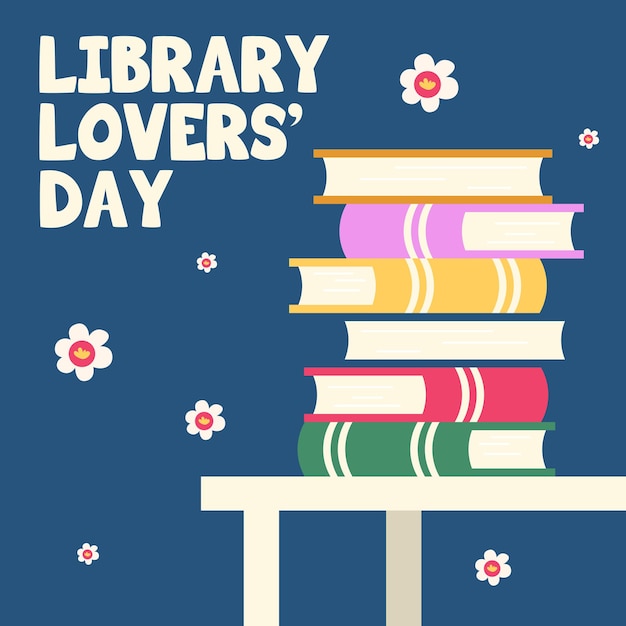 Ilustración para el feliz día de los amantes de la biblioteca