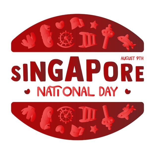 Ilustración del feliz día de la independencia de Singapur