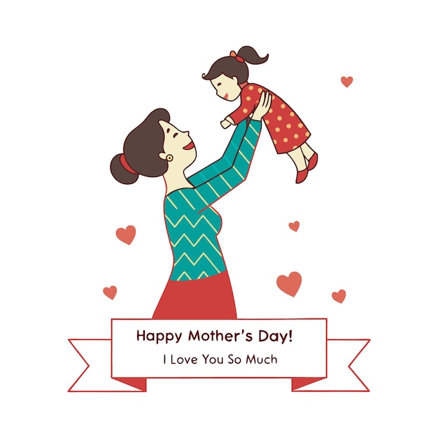 Ilustración del Feliz Día de la Madre de la Madre y la Hija para proyectos conmovedores y creativos