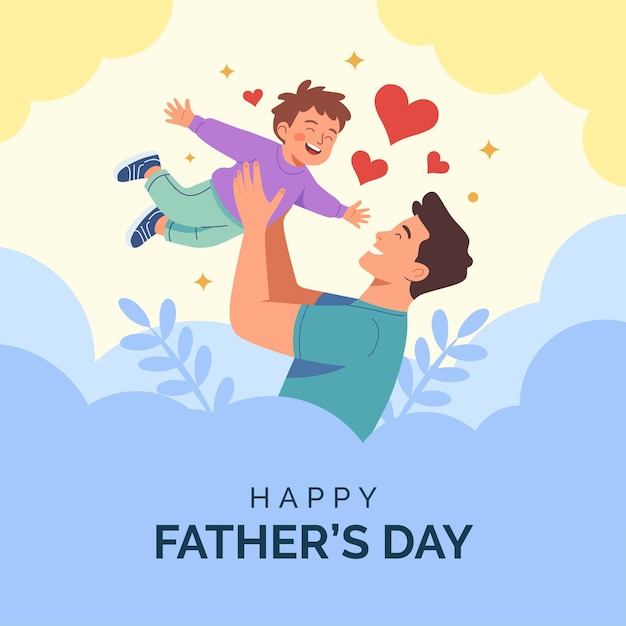 Ilustración del feliz día del padre padre y hijo ilustración del momento alegre
