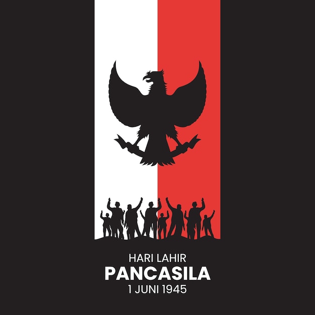 Ilustración del feliz día de pancasila. traducción: selamat hari lahir pancasila.