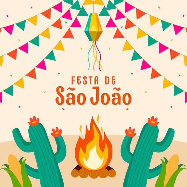Ilustración feliz del festival de São João en diseño plano