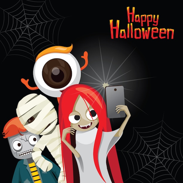 Ilustración de feliz halloween selfie