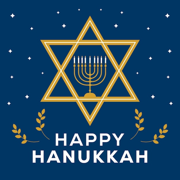 Ilustración de feliz hanukkah de diseño plano