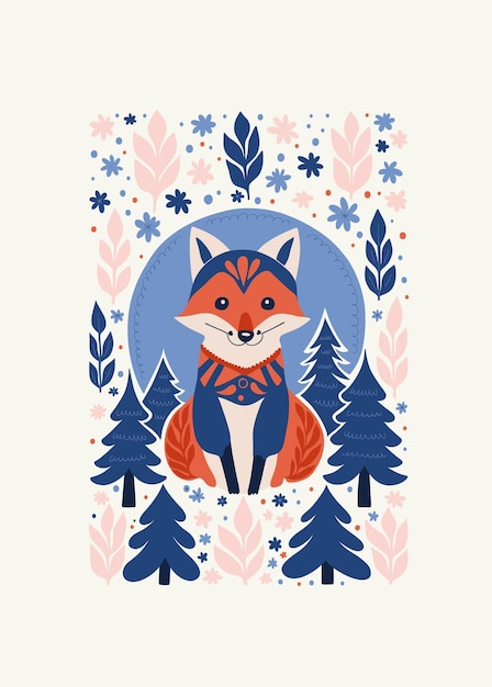 Ilustración de Feliz Navidad y Feliz Año Nuevo Estilo minimalista moderno de moda de Matisse dibujado a mano