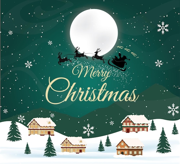 Ilustración de Feliz Navidad Papá Noel y árbol de Navidad
