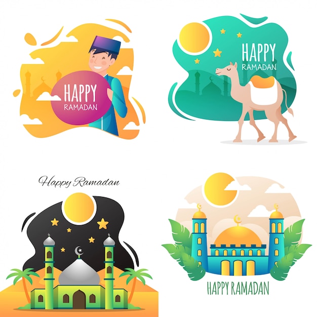 Ilustración feliz de Ramadán