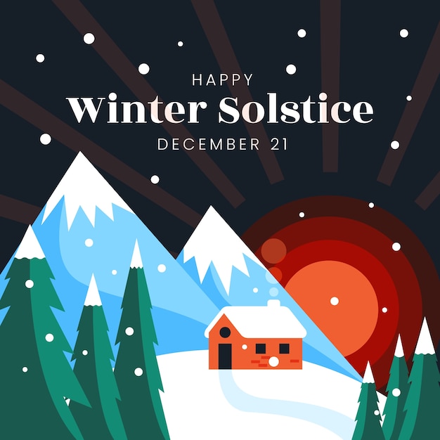 Ilustración de feliz solsticio de invierno en estilo plano