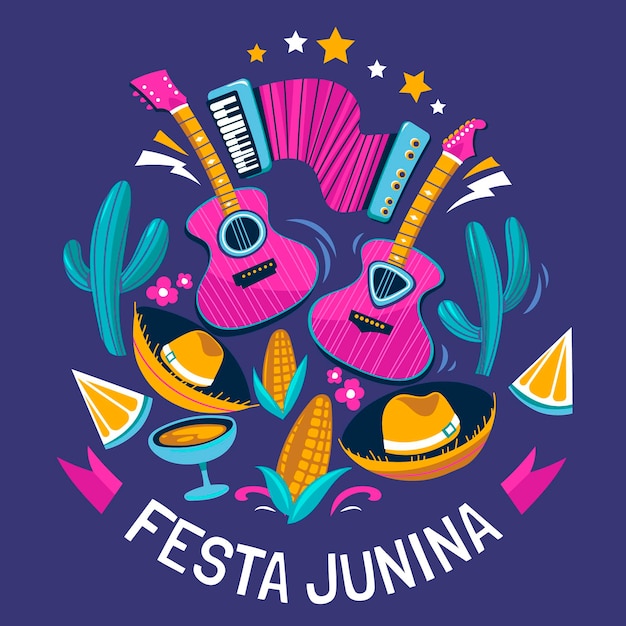 Vector ilustración de festa junina plana orgánica
