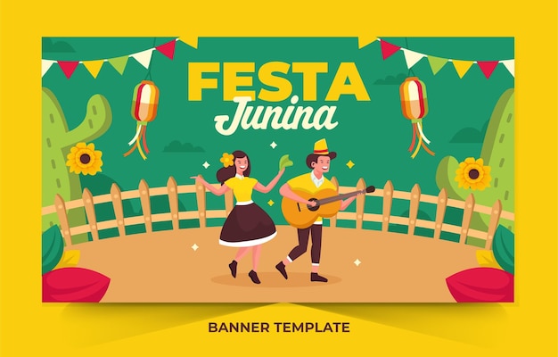 Vector ilustración de festa junina para plantilla de diseño de banner