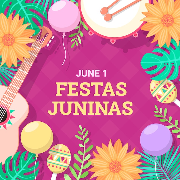 Ilustración de festas juninas planas dibujadas a mano