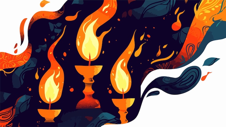 Vector ilustración festiva de diwali diya celebración de las luces